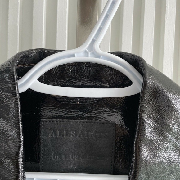 AllSaints Jacket Black Deebee Payton Leather Blazer Women's 100% Lamb Leather 4 - Picture 5 of 8